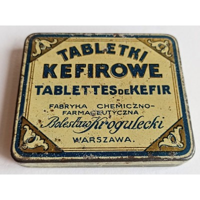 Metalowe opakowanie Tabletki Kefirowe, Bolesław Krogulecki, ok. 1920 rok